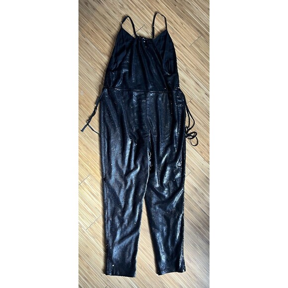 Free People Jumpsuit Womens XS New Years Black Tie Shiny Sequined Pantsuit - Picture 12 of 16